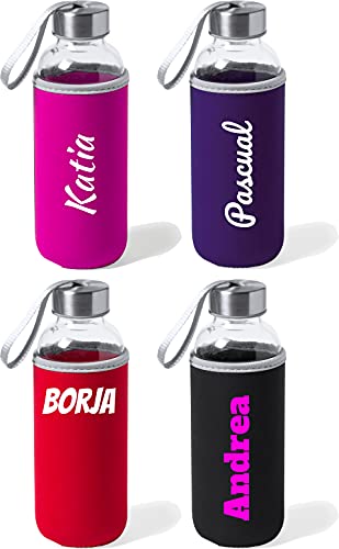 oferta botella de agua personalizada con nombre bidn de cristal gran