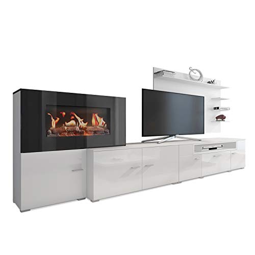 selectionhome mueble saln comedor con chimenea elctrica acabado blanco