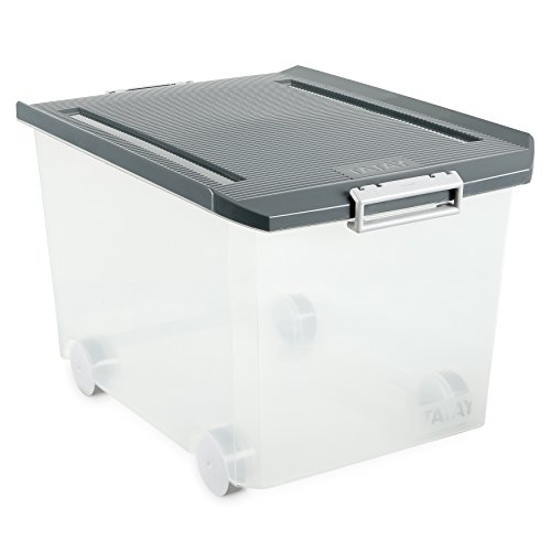 tatay caja de almacenamiento con ruedas y tapa plstico gris 40 x 565