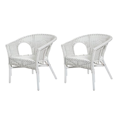 rotin design lote de 2 sillones de mimbre chris blanco moderno y barato