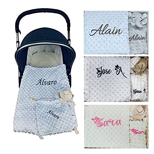 set de manta dou dou personalizado con nombre bordado baby shower regalo de