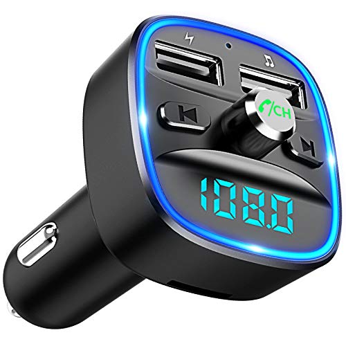 cocoda transmisor fm bluetooth luz de anillo azul manos libres para coche