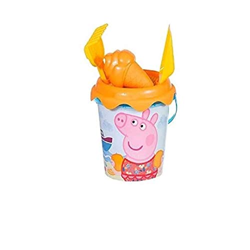 simba 40248 cubo de playa peppa pig con pala rastrillo molde y tamiz 17 cm