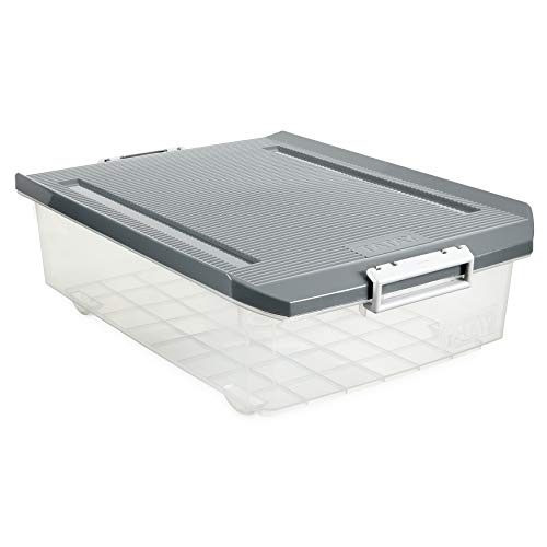 tatay caja almacenaje multiusos con tapa bajo cama 32 l de capacidad con