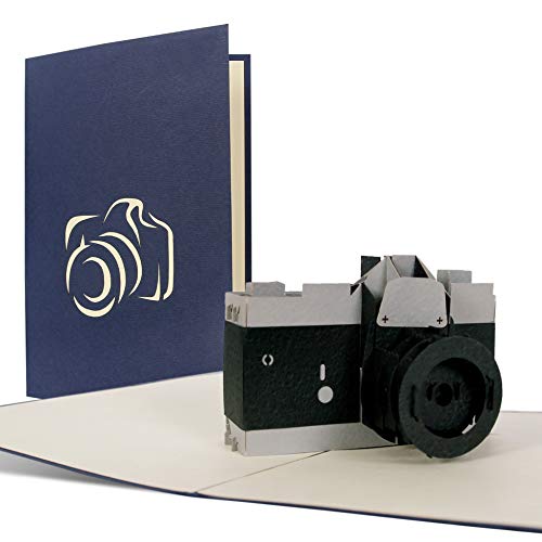 tarjeta cumpleaos o cheque regalo con camara fotografica desplegable