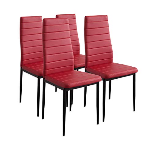 albatros 2704 milano set de 4 sillas de comedor rojo