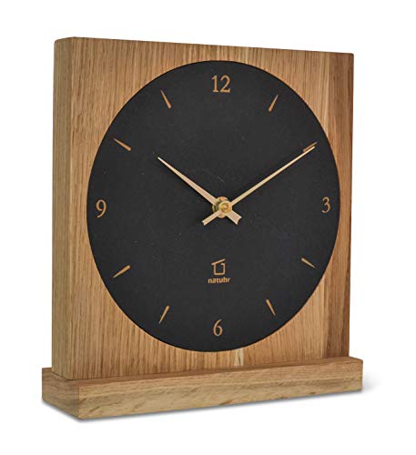 natuhr ortler reloj de mesa madera maciza de roble mecanismo de cuarzo
