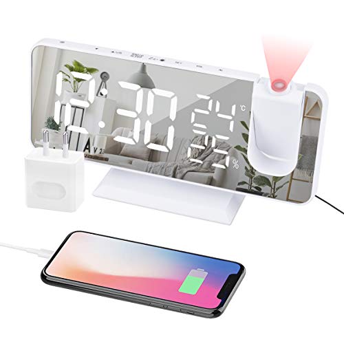 despertador de proyeccin reloj digital led con cargador puerto usb alarma