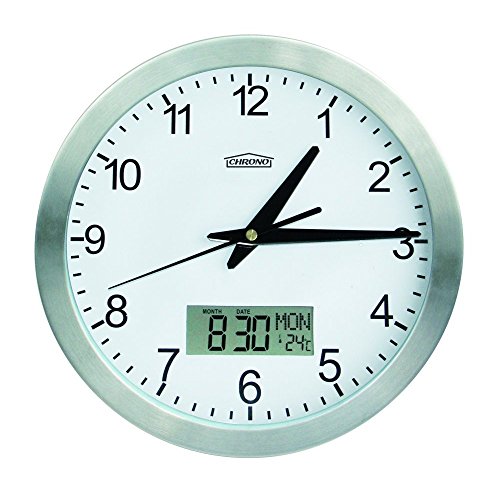 reloj de pared con fechador y termometro chrono zp8 diametro 24cm marco