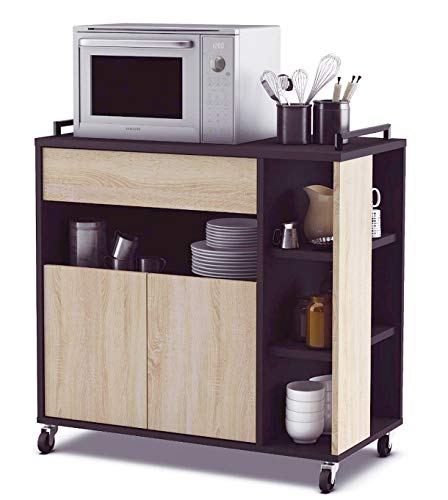 abitti mueble de cocina auxiliar para microondas en color negro y roble