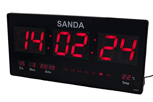 sanda sd 0006 reloj digital de pared led color rojo calendario termometro