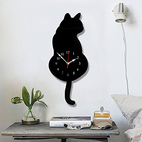 ukey reloj de pared creative gato acrlico mute reloj de pared con pndulo