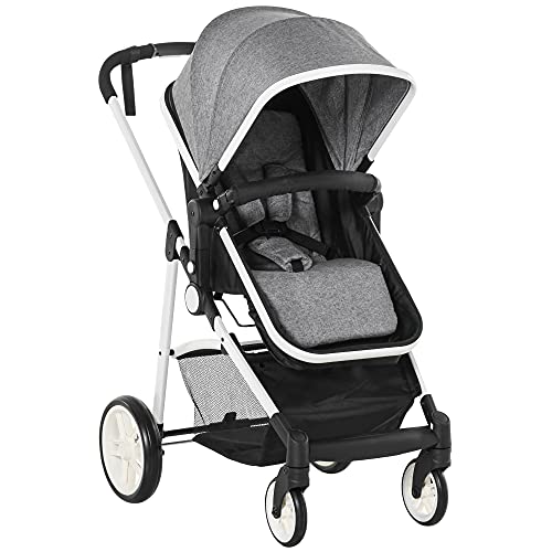 homcom cochecito de beb 2 en 1 silla de paseo y capazo para nios de 0 36