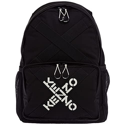 kenzo mochila cross de tejido negro con logotipo