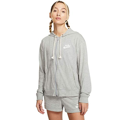 nike w nsw gym vntg hoodie fz sudadera mujer dk grey heathersail m