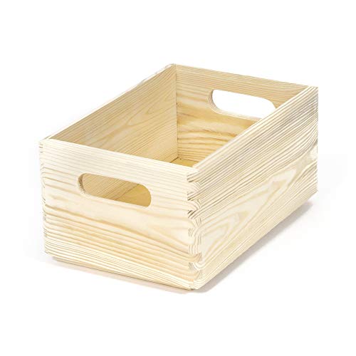 compactor caja de almacenaje madera natural 30 x 20 x h14 cm