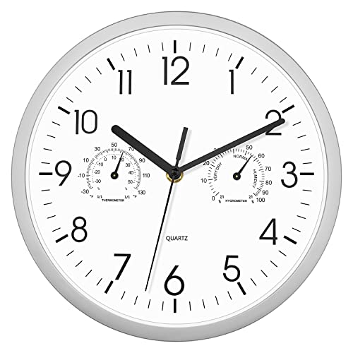 foxtop moderno silencioso reloj de pared sin tic tac con termmetro e