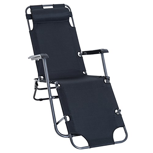 outsunny tumbona reclinable y plegable con respaldo ajustable reposabrazos