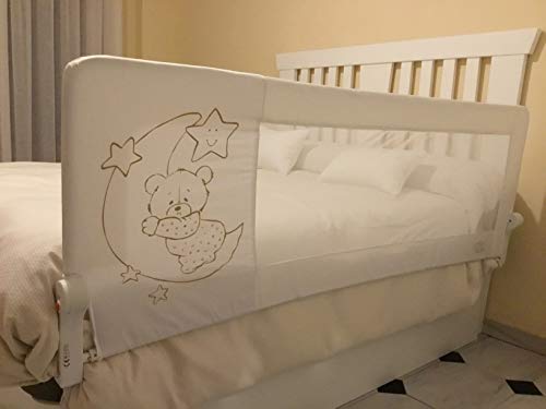 barrera de cama para beb 150 x 65 cm modelo osito y luna beige barrera de