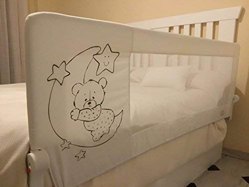 barrera de cama para beb 180 x 66 cm modelo osito y luna gris barrera de