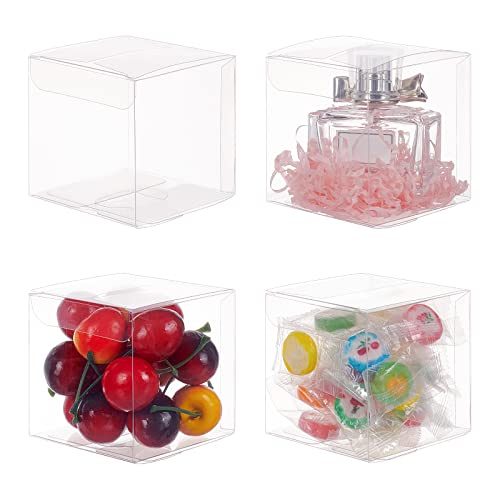 benecreat 50 pack caja plegable cajita plstica 7x7x7cm envase transparente