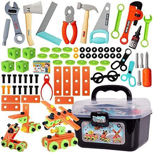 buyger 82 piezas caja herramientas juguetes nios puzzle ensamblar juguete de