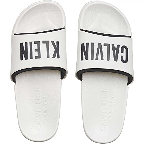 ciabatte uomo calvin klein jeans slide km0km00495 4344 bianco