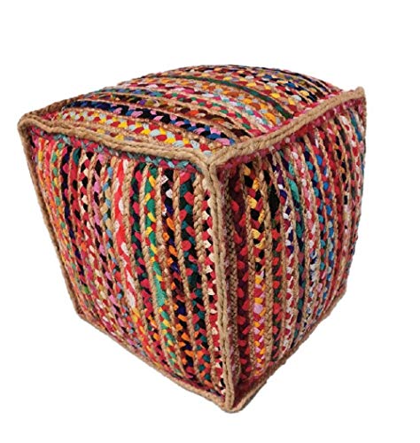 jarapa home puff cuadrado mexi en yute multicolor 45x45 cm hecho a mano con