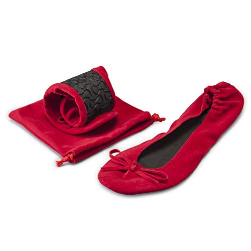 mopec zapatillas bailarinas de terciopelo rojo con bolsa talla l pack de 2