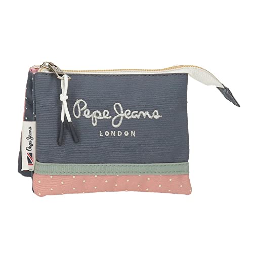 pepe jeans laila monedero tres compartimentos azul 14x10x35 cms polister