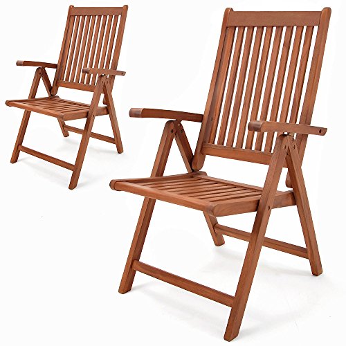 casaria 2x sillas de jardn vanamo asiento plegable madera de eucalipto