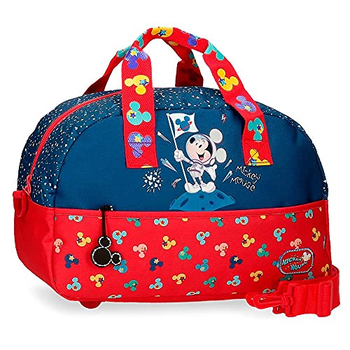 disney mickey on the moon bolsa de viaje azul 24x40x18 cms polister 1728l