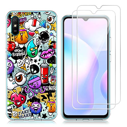 funda para xiaomi redmi 9a 9at con dos cristal templado protector de