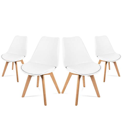 mc haus lena pack de 4 sillas de comedor oficina saln blanca