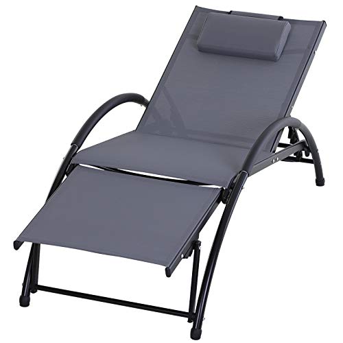 outsunny tumbona de jardn reclinable con respaldo ajustable de 5 niveles