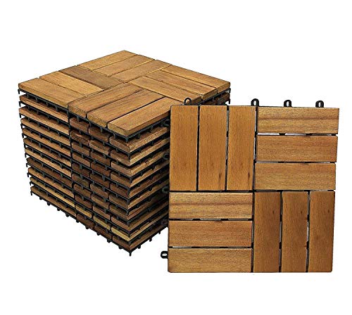 sam baldosas de madera en acacia para terraza o balcn versin 2 set de 11