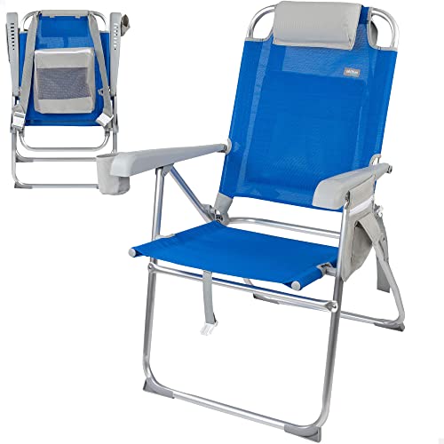 silla de playa plegable superresistente ccojn bolsa y bolsillo 47x63x99 cm