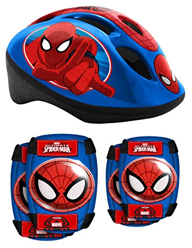 stamp combo spiderman helm elbow knee pads nios azul 5