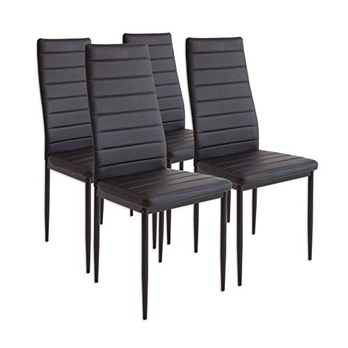 albatros 2551milano set de 4 sillas de comedor negro