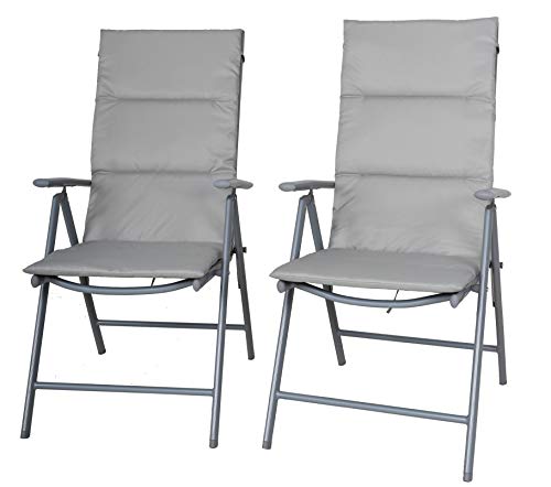 chicreat silla de camping plegable tapizada set de 2 plateado y gris