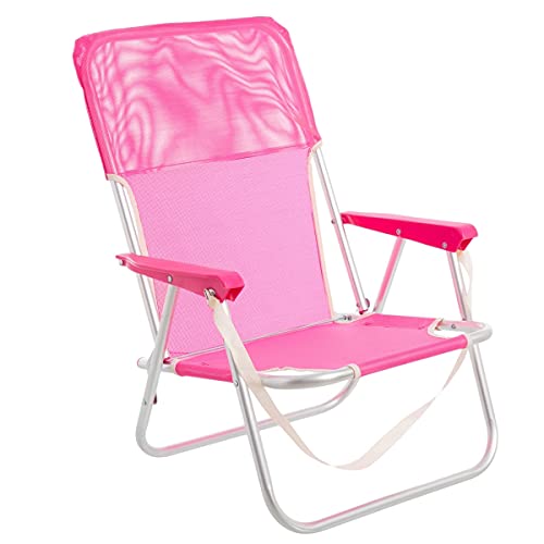 lolahome silla de playa plegable de aluminio de 71x54x40 cm rosa