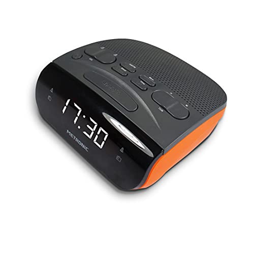 metronic 477034 radio despertador digital con reloj led blanco para