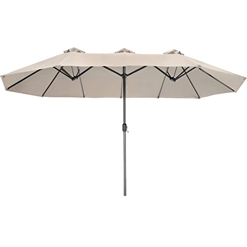 tectake 800936 sombrilla beige parasol doble para jardn quitasol con