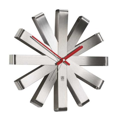 umbra ribbon reloj de pared decorativo acero acero