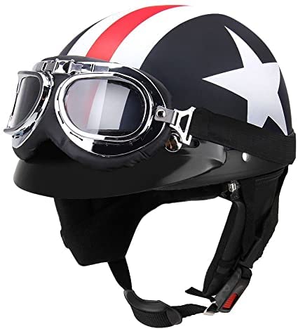 goolrc casco de moto medio abierto con gafas visor bufanda casco de