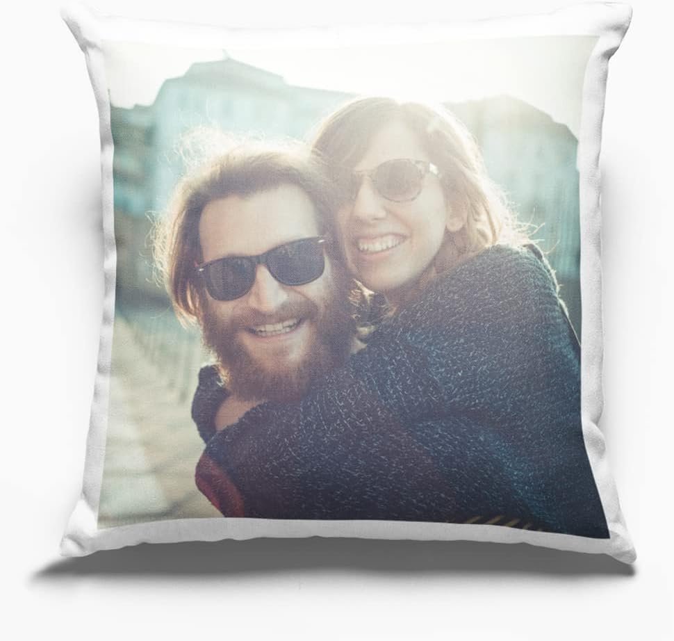 Genérico Personalised Cushion with Photo and/or Text Filling Optional Cushion with Image Gift for Couple, Father, Mother, Boyfriend, Girlfriend (35 x 35)