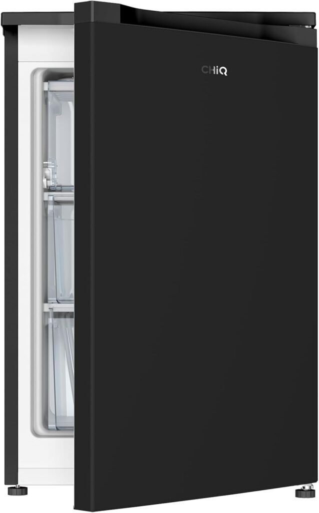 CHiQ CSD90D4D Freestanding Upright Freezer, 85L Capacity,Class D Energy Efficiency,Quick Freeze,39 dB, Adjustable Thermostat,Small Freezer