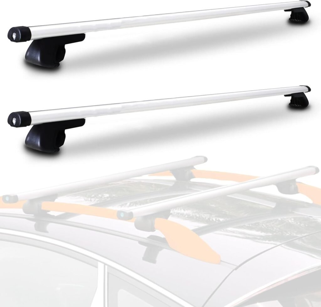 Roof Bars for Cars Roof Bars Car Luggage Carrier for Travel Top Bars Compatible with Raised Side Rails for Luggage Portable Carrier Bar