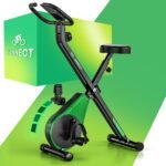 Bicicleta Estatica Plegable con 16 Niveles de Resistencia, Monitor LCD y Medición de Pulso Manual, Soporte Plano, Ahorro de Espaci, Estática Silenciosa Magnética Bicicleta Estatica para Casa