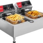 CROSSON 12L Commercial Electric Fryer, 6000W Stainless Steel Oil Fryer with Lid,Removable Oil Tank for Frying Potato Chips and Onion Rings in Restaurant Kitchen
